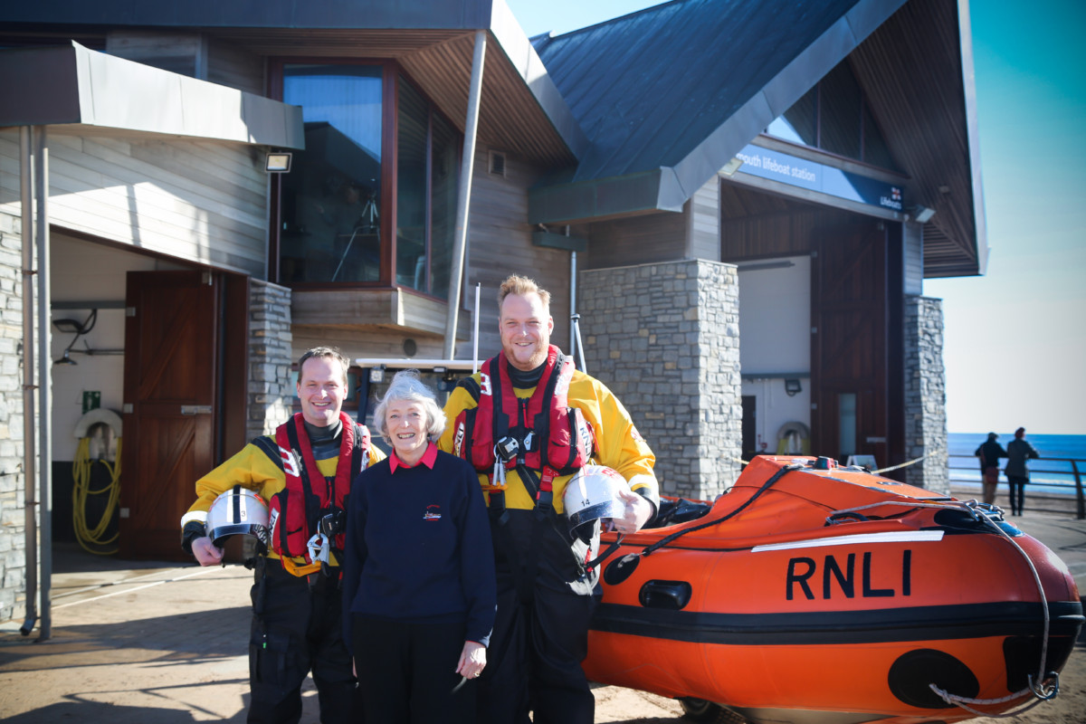 Exmouth RNLI volunteers past and present look forward to meeting their new inshore lifeboat