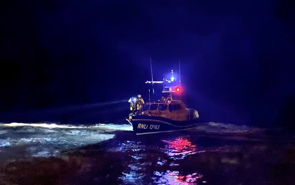Exmouth RNLI all weather lifeboat helps rescue fallen female